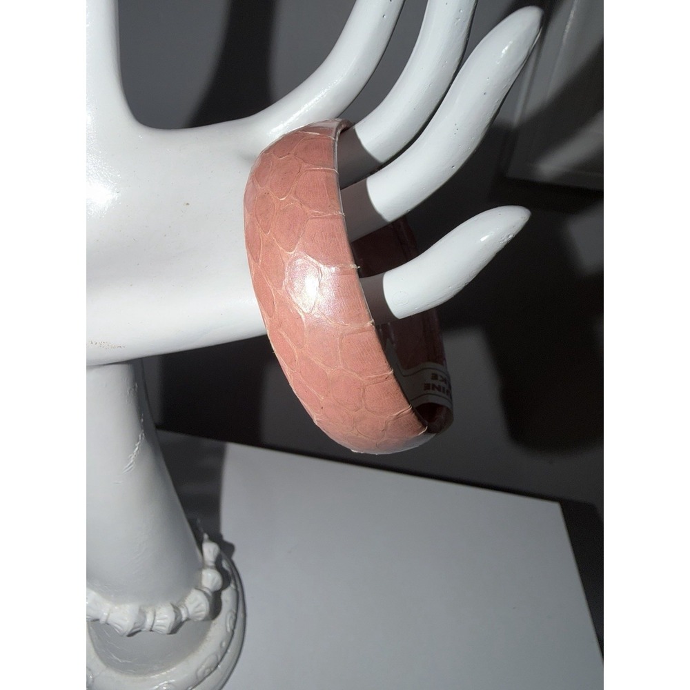 Vintage Genuine Pink Snakeskin Bangle Bracelet 8"